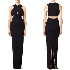Solace London Adalyn Dress Sleeveless Cutout Pencil Evening Gown Maxi Black 8